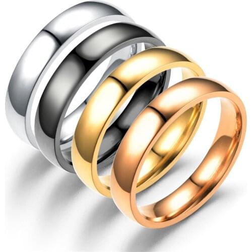 YANHUI Four Color Available Never Fade Original Solid Stainless Steel Ring 18K Black/White/Rose Gold Color Wedding Jewelry Gift