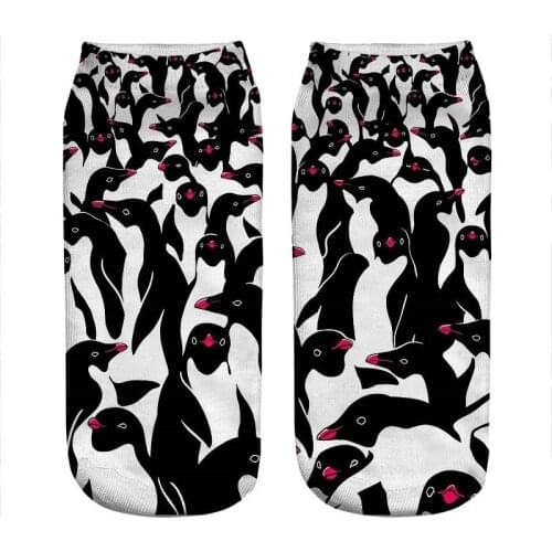 Womens socks kawaii Black and White penguins Printed Socks Woman harajuku Happy Funny Novelty cute girl gift Socks for women