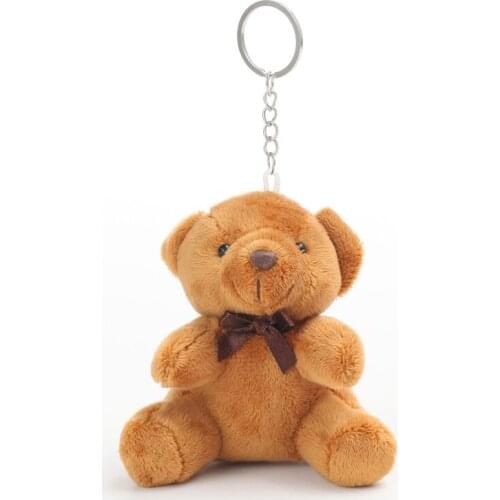 10Pcs/Lot 10cm 20g Mini Plush Keychain And Pendant Dark Brown Bear Doll Toys