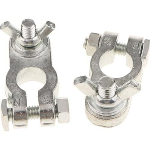 2Pcs Positive & Negative Zinc Alloy Battery Terminals Clamp Connector