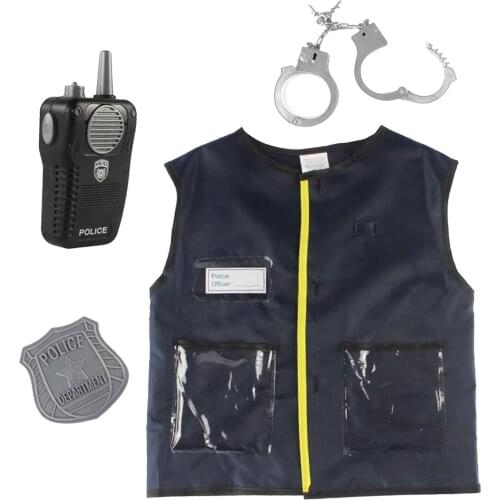 4Pcs/Set Unisex Toddlers Policeman Vest Career Costume with Accessories
