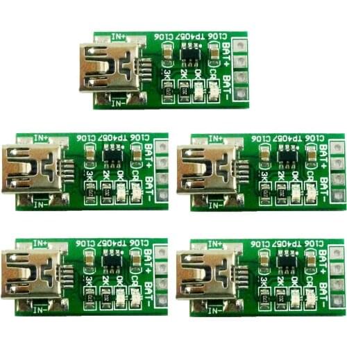 5 Pcs Mini Usb Lithium Ion Lithium Polymer Lithium Battery 3.7v 4.2v Charger Module