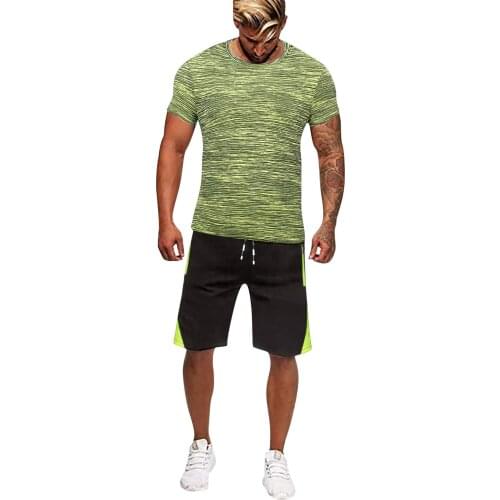 52# Men Clothing Mens Summer Casual Tracksuit Breathable Quick-dry Outdoor Sports Training Football Set 2 Piece Set Camiseta