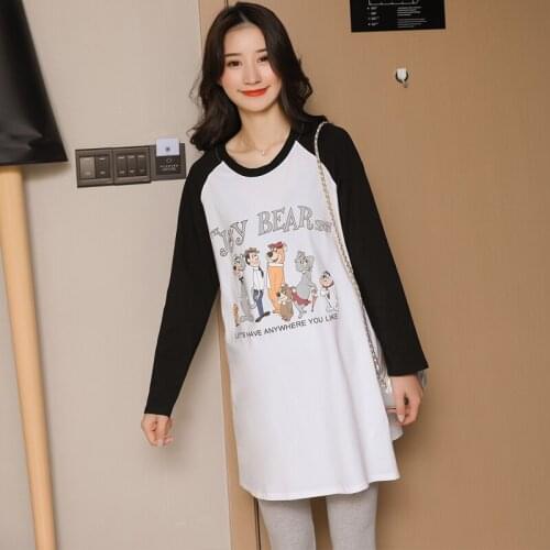 6918# Maternity Clothes Spring Autumn Cotton Letter Printing Maternity Tops Clothes for Pregnant Women Casual T Shirt Dress