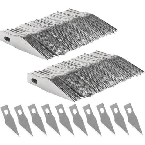 Promotion! 200PCS Replacement Hobby Blade Spare Blades Steel Craft Knife Blades for DIY Art Work Cutting