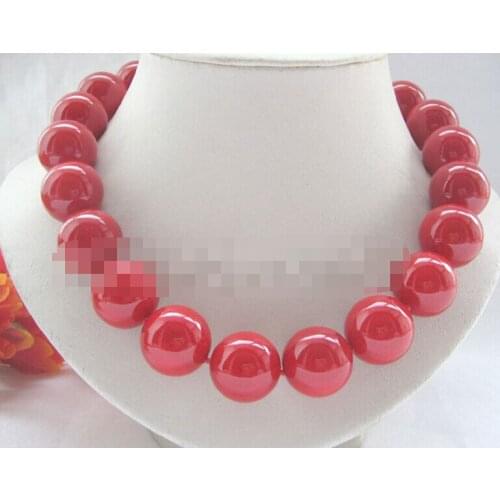 FREE SHIPPING>>>@@ > 0942 coral red perfect south sea shell pearl necklace - GP clasp