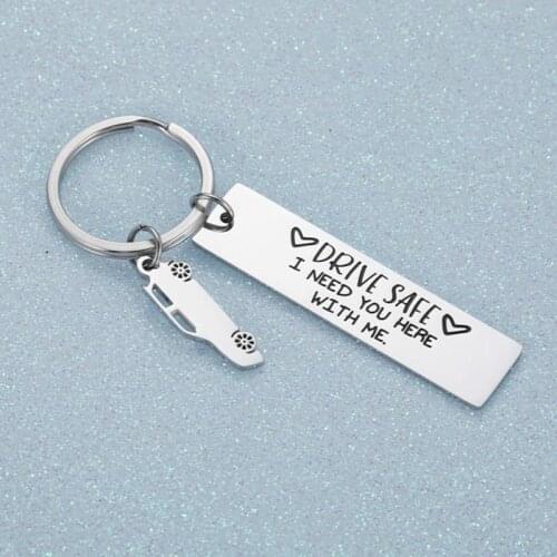 Engrave Keychain Keyring Drive Safe I Need You Here with Me for Couples Men Women Jewerly Gift Key chains