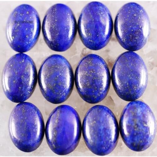 10Pcs/Lot 13x18MM Natural Stone Blue Lapis No Drilled Hole Oval Cabochon CAB Bead For DIY Jewelry Making Ring K1620