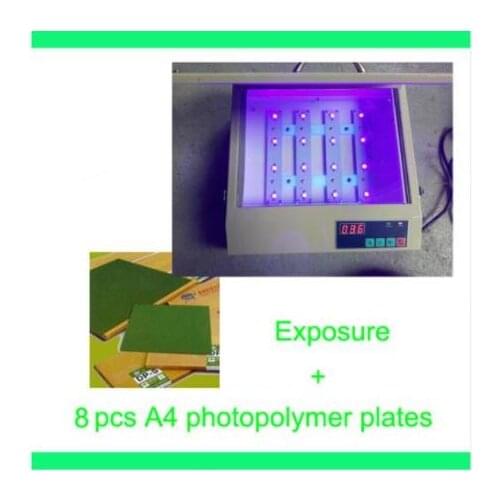 FAST FREE shipping hood quality UV Exposure Unit for Hot Foil Pad Printing PCB + 8 pcs A4 photopolymer plates