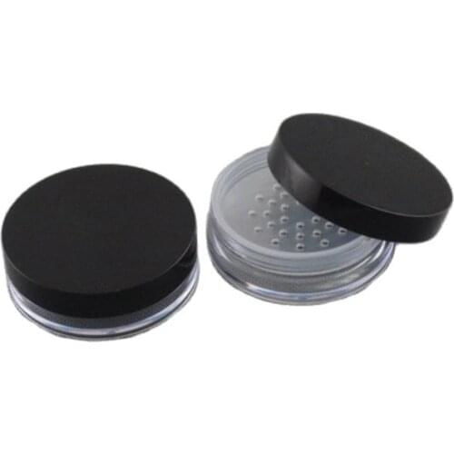Empty Loose Powder Case 10ml Black Cover Honey Powder Case Empty Transparent Pearl Powder Box With Puff Cosmetic Container 50pcs