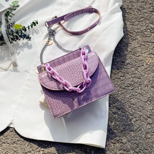 Female Shoulder Handbags Crocodile Pattern PU Leather Crossbody Bags for Women 2020 Chain Mini Purses Travel Cross Body Bag
