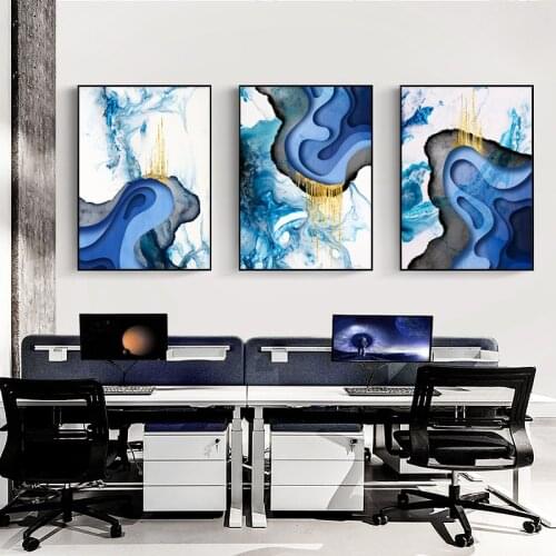 Artistic Abstract Blue Like Wave Wall Art Painting Pictures Print On Canvas Abstract The Picture for Home Modern Decoration