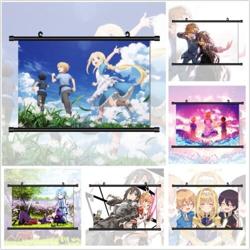 Sword Art Online Alice Schuberg Eugeo Kirito Friendship Anime Manga HD Print Wall Poster Scroll