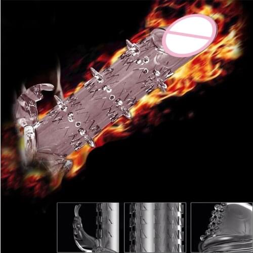 Penis Sleeve Reusable Extend Penis Condoms Delay G-spot Stimulate Erotic Goods Products for Men Sleeve Cock Ring Dotted Dildo