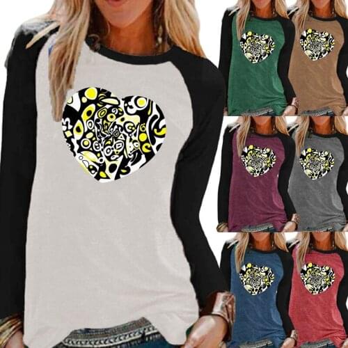 Fashion Printing Long Sleeve Women Clothing Round Neck Pullover Loose Shirt Casual Shirt Plus Size Graphic Tees XS-5XL