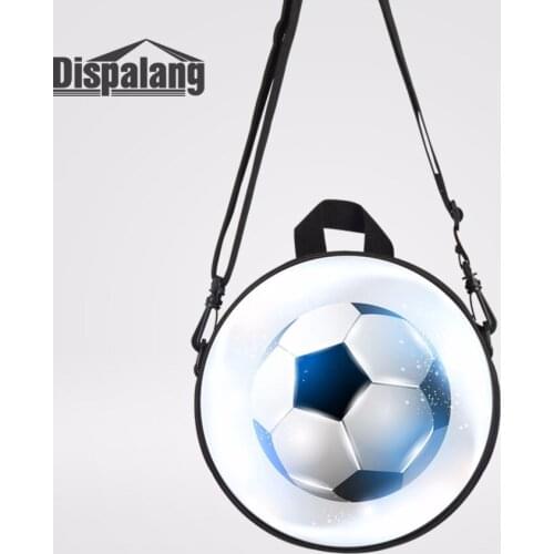 Dispalang Fashion Soccers Cross Body Round Bags For Kids 9-inch Children School Bags Kindergarten Bookbag Messenger Shoulder Bag