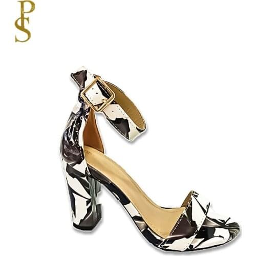 Fashion trend Fantasy flowers Sandals Summer Ankle One Buckle women shoes