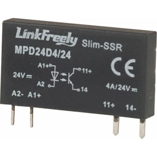 MPD24D4/24 4 Pin PCB Micro Voltage Relay Switch Module 24VDC In 24VDC/4A Output,Smart Auto DC DC SSR Solid State Relay Bank+Mini