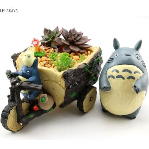Cartoon Cute Totoro Flower Pot Action Figure Tricycle Bathtub Jiji Cat Farmhouse Decor Resin Creative Crafts Succulent plant pot