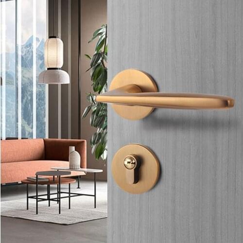 Aluminum Alloy Modern Door Handle Lock Bedroom Interior Door Lock Set with Keys Screw Home Security Split Locks Accessories