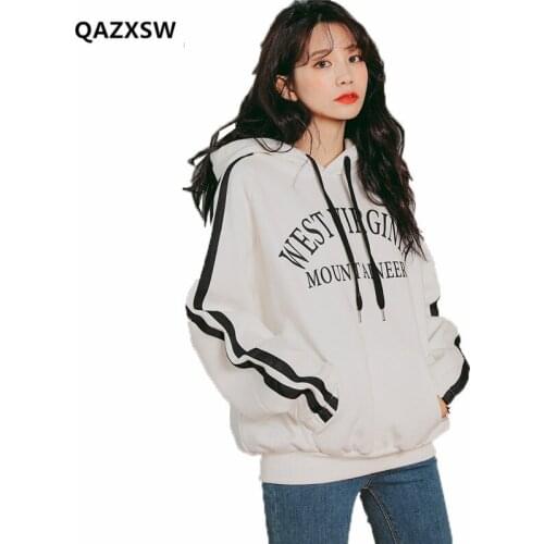 2019 Spring and Autumn New White Loose Long Sleeve Hooded Sweatshirt Female Korean Thin Harajuku Style Hoodie Tide bts SY074
