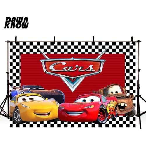 DAWNKNOW Custom Red Car Photography Background Cartoon Backdrop Baby Children Party Tapestry Photocall Photo Studio lv1906