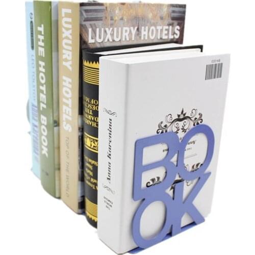 2 Pcs Alphabet Book Shaped Metal Bookends Iron Support Holder Desk Stands for Books H99F