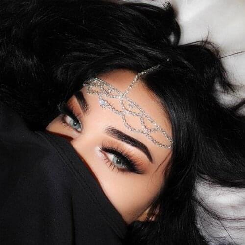 Stonefans Hollow Wedding Headband Tiara Rhinestone Forehead Hair Chain Bridal Head Chain Sparking Headdress Indian Head Jewelry