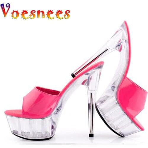 Women Slippers 2021 Summer High Quality Transparent Slides Sweet Waterproof Platform High Heels Crystal Ladies Wedding Shoes