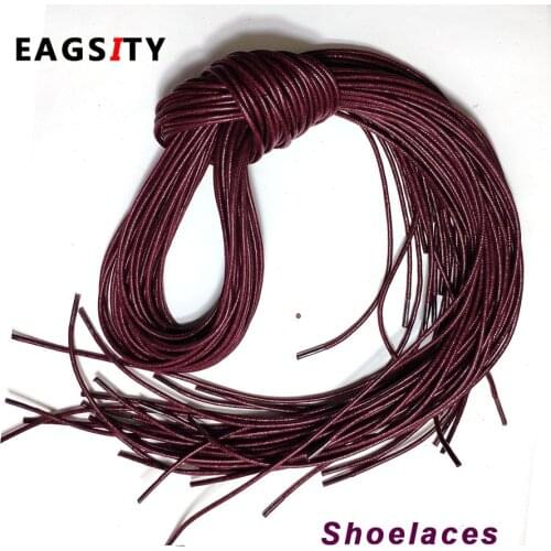 EAGSITY waxed effect round shoelace 100% cotton black length 110cm 120cm wine red Thin Shoelaces for leather shoes Bootlaces