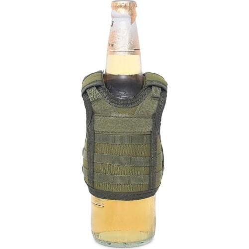 Tactical Beer Bottle Vest Cover Hunting Training Military Mini Molle Vest Personal Bottle Drink Set Adjustable Shoulder Straps