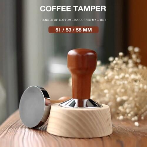 51/53/58MM Coffee Tamper 304 Stainless Steel Coffee Powder Hammer Handle Flat Base Espresso Coffee Accessories Barista
