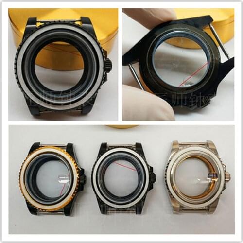 41mm Watch Waterproof Case for NH35/NH36 ETA2824 Diving Water Ghost All Black Pvd 316L Stainless Steel Watch Shell Sapphire Case