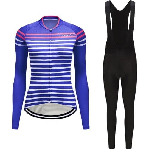 Female Fashion Bicycle Clothing BIB Gel Kit 2021 Autumn Long Sleeve Cycling Jersey Set Women Suit Road Bike Clothes Dress Outfit
