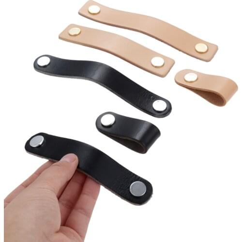 1Pc PU Leather Cabinet Handle and Knobs Furniture Cabinet Chest Drawer Suitcase Door Pulls Handle with Screws Furniture Hardware