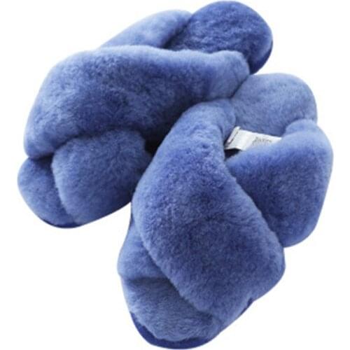 100% natural sheepskin slippers fashion women winter slippers non-slip ladies warm indoor slippers soft wool women home shoes