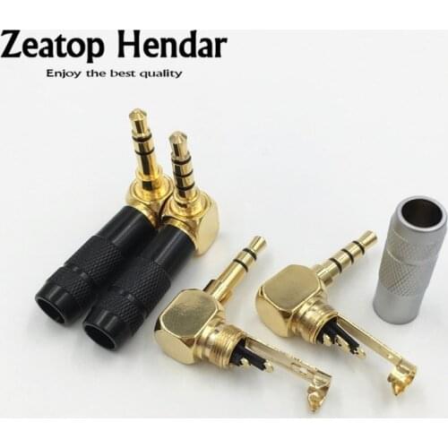 2Pcs 3.5mm 3 Pole / 4Poles Male Headphone Jack Right Angle 90 Degree 3.5 Audio Plug DIY Solder Mini Connector