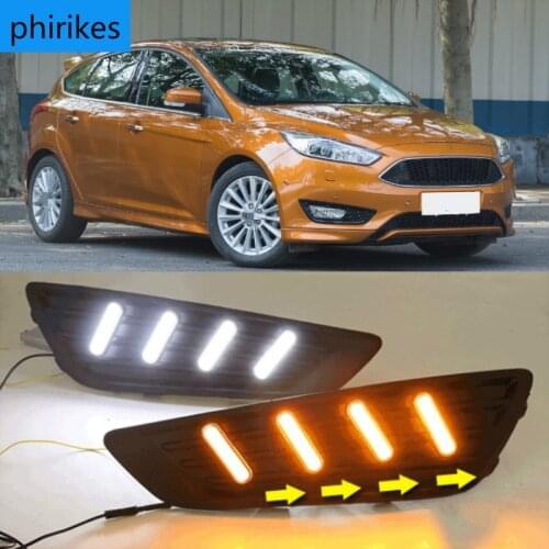 2PCS For Ford Focus 3 mk3 2015 2016 2017 2018 Turn signal and dimming style Relay 12V LED Car DRL daytime running light Fog lamp