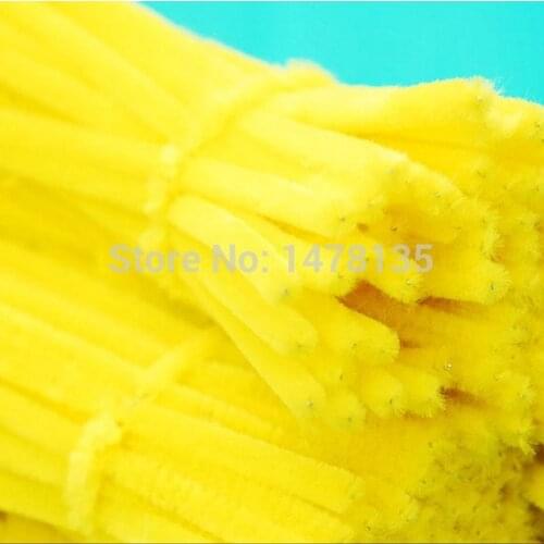 200pcs/bag 12" x 6mm Wholesale yellow Chenille Stems Pipe Cleaners Craft DIY Wedding decoration 007002011