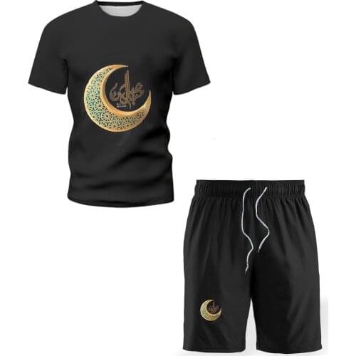 2021 Personalized 3D Fashion Graphic Summer Print Short Sleeve + Shorts Mens Round Neck T-Shirt Sports Suit