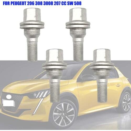 4x Wheel Nuts Bolts Flat Seat 17MM Hex For Peugeot 206 308 3008 207 CC SW 508 Citroen Berlingo C3 Pluriel C5 SAXO 2011 2012 2013