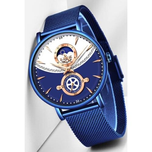 LIGE Fashion Blue Men Watch Full Steel Waterproof Sports Quartz Wristwatch Luxury Brand Mens Date Calendar Analog Watches Clock