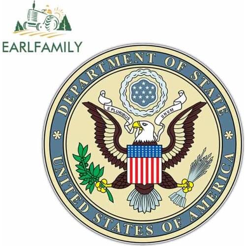 EARLFAMILY 13cm x 13cm for Department of State Seal United States USA Logo Funny Car Stickers Vinyl Waterproof RV VAN JDM Oem