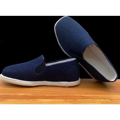 Blue high quality handmade cotton cloth BIG SIZE kung fu tai chi taiji shoes wushu martial arts qigong sneakers EU38~EU48
