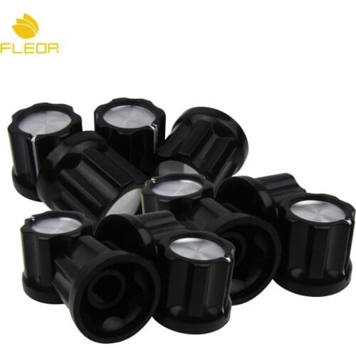 FLEOR 12pcs Aluminum Fluted Guitar Knobs Caps D Shaft Knobs 180 Degree Black Guitar Parts & Accessories