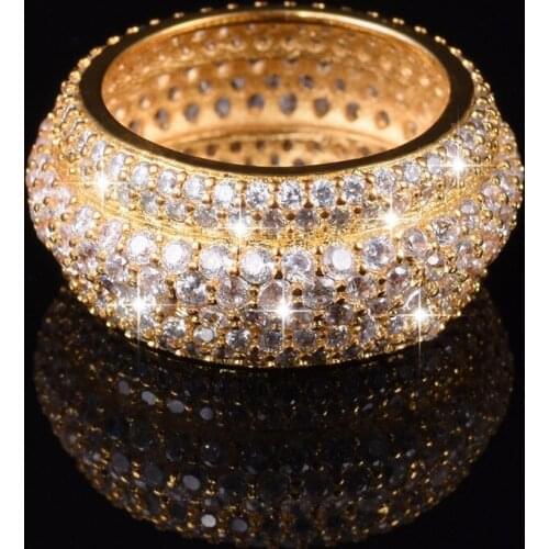 Luxury Pave setting Full 360PCS Simulated Diamond Stone Rings For Women 925 Sterling Silver Wedding Band Jewelry For Women