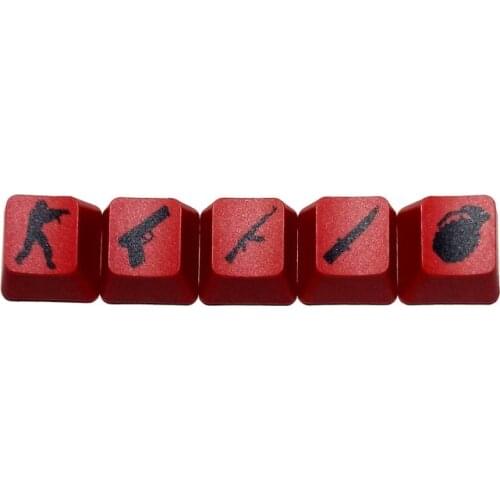 5pcs PBT CSGO Keycaps OEM Profile R4 Personality Height Dye-sublimation Key Button Replacement for Mechanical Keyboard