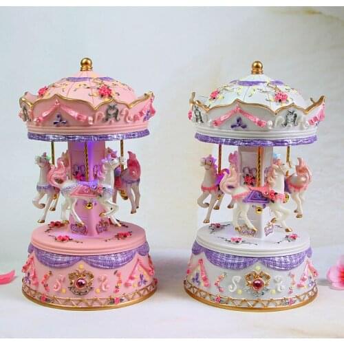 Merry Go Round Music box Geometric Baby Room decoration Gifts Unisex Resin Christmas Horse Carousel Birthday Mothers Day Gift
