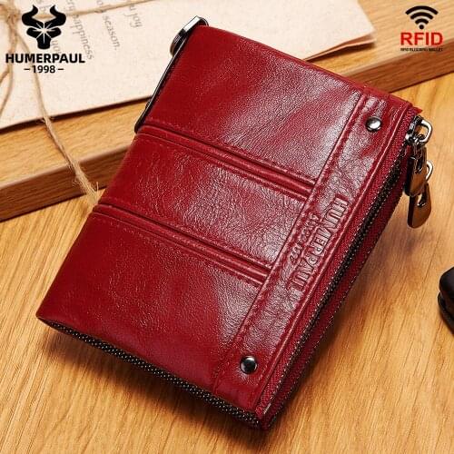 2021 Fashion Women Wallet Luxury Brand Designer Cow Leather Small Coin Purse Slim Wallets RFID Portomonee Lady Vallet Money Bag
