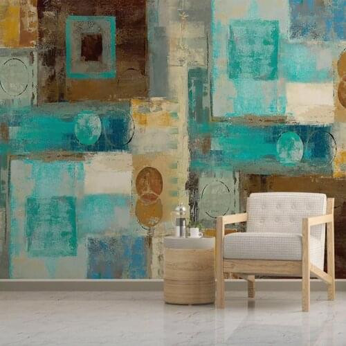 Custom Mural Wallpaper Modern Simple Abstract Geometric Square Oil Painting Background Wall Papers Art Frescoes Papel De Parede
